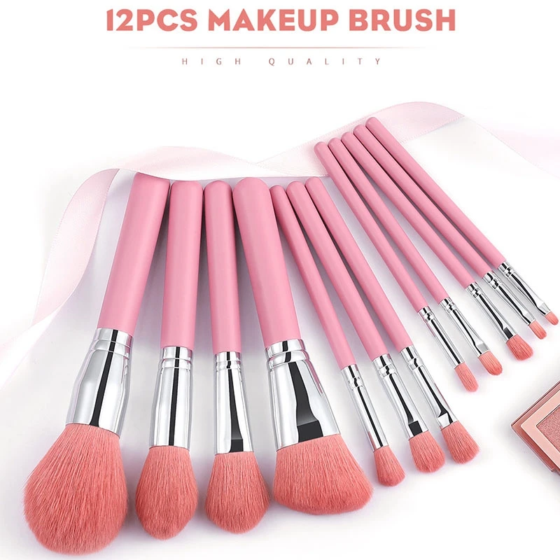 

12pcs High Quality Makeup Brushes Set Foundation Powder Blush Eyeshadow Sponge Brush Soft nylon Cosmetic Tools