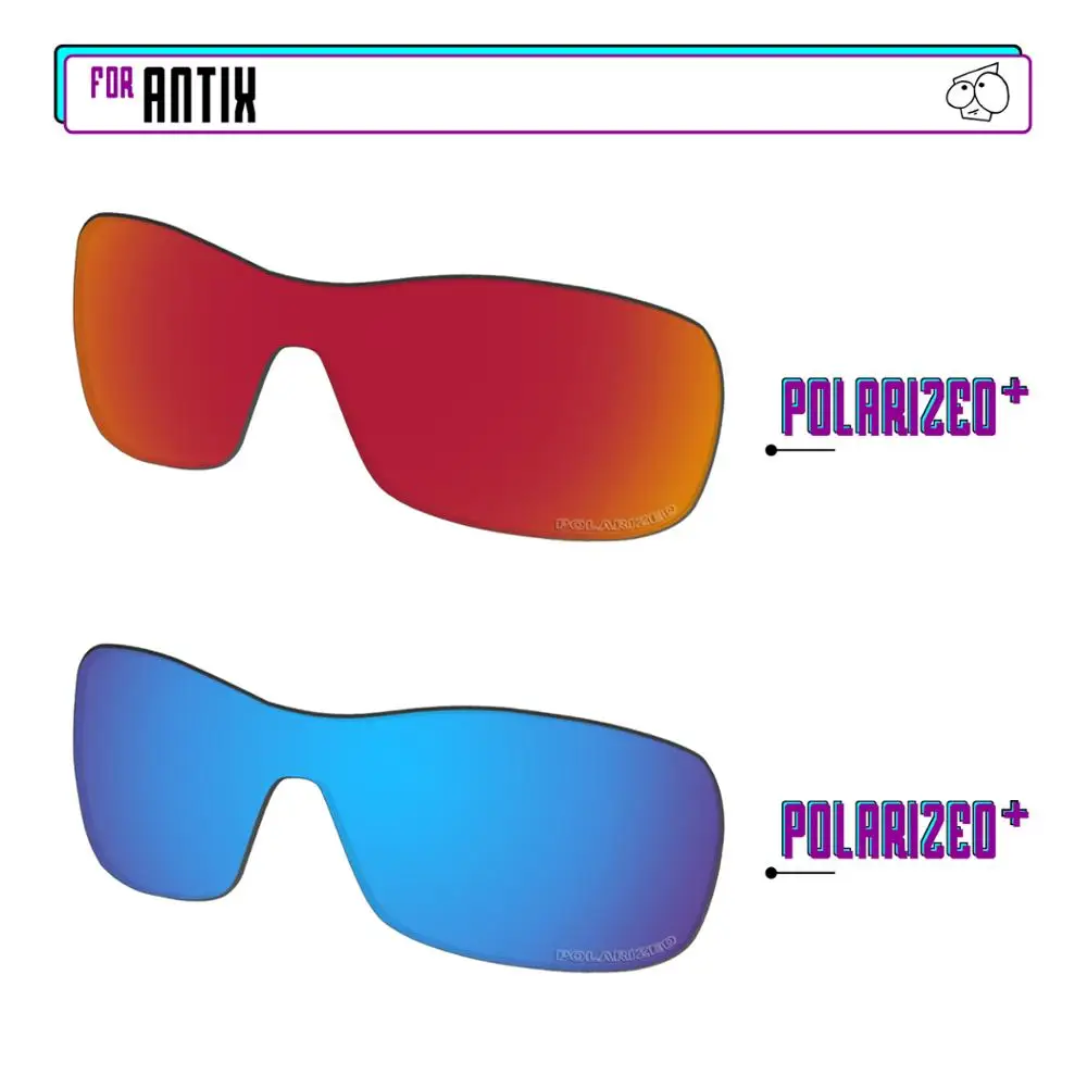 EZReplace Anti Seawater Polarized Replacement Lenses for - Oakley Antix Sunglasses - Blue P Plus-Red P Plus