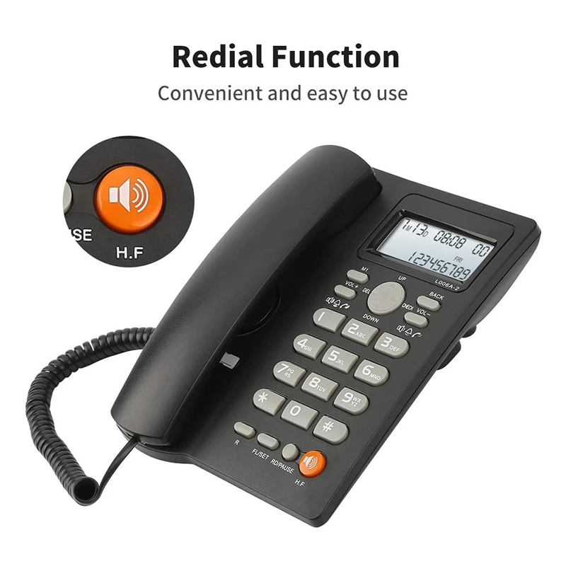 

Desktop Corded Telephone with Caller ID Display, Wired Landline Phone for Home/Hotel/Office, Adjustable Volume, Real Time Date W