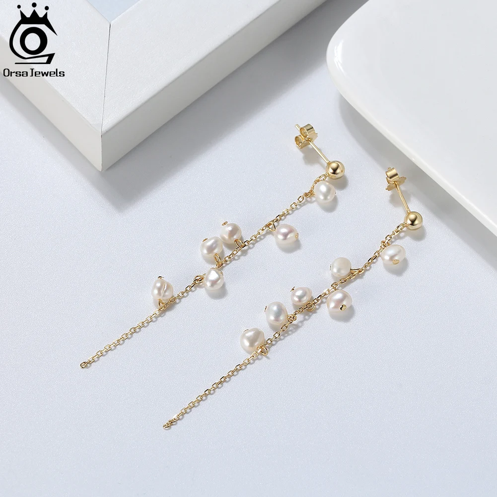 Женские серьги-подвески с жемчугом ORSA JEWELS винтажные длинные висячие серьги