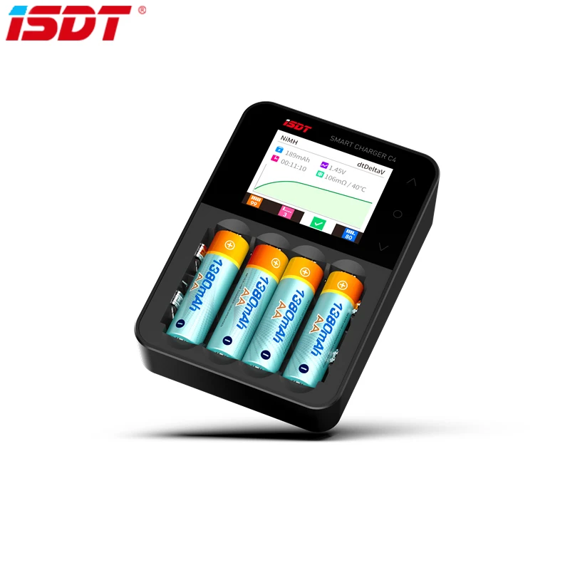 Original ISDT C4 8A Touch Screen Smart Battery Charger With USB Output For 18650 26650 AA AAA RC Mode | Игрушки и хобби