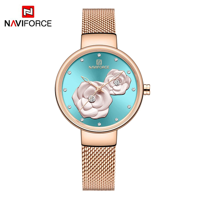 RGBERG Топ люксовый бренд NAVIFORCE женские часы модные креативные 3D розовые женские наручные часы повседневные нарядные Часы Relogio Feminino - Цвет: RGBERG