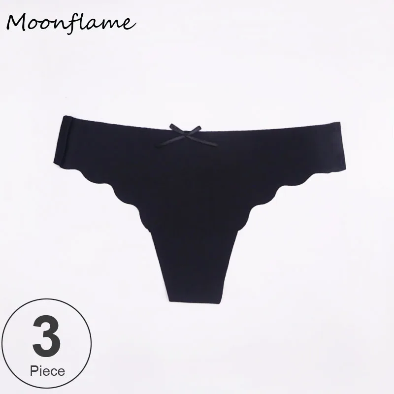 black Moonflme 3 шт./лот Новое поступление бесшовное нижнее белье женские стринги 87331 - Цвет: black