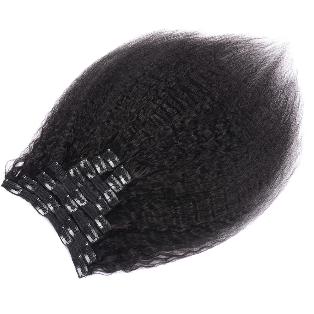 Волосы Alishow Kinky Striaght на заколках, человеческие волосы для наращивания, 120 г, натуральные волосы производства Бразилии на заколках, волосы remy на всю голову, натуральный цвет