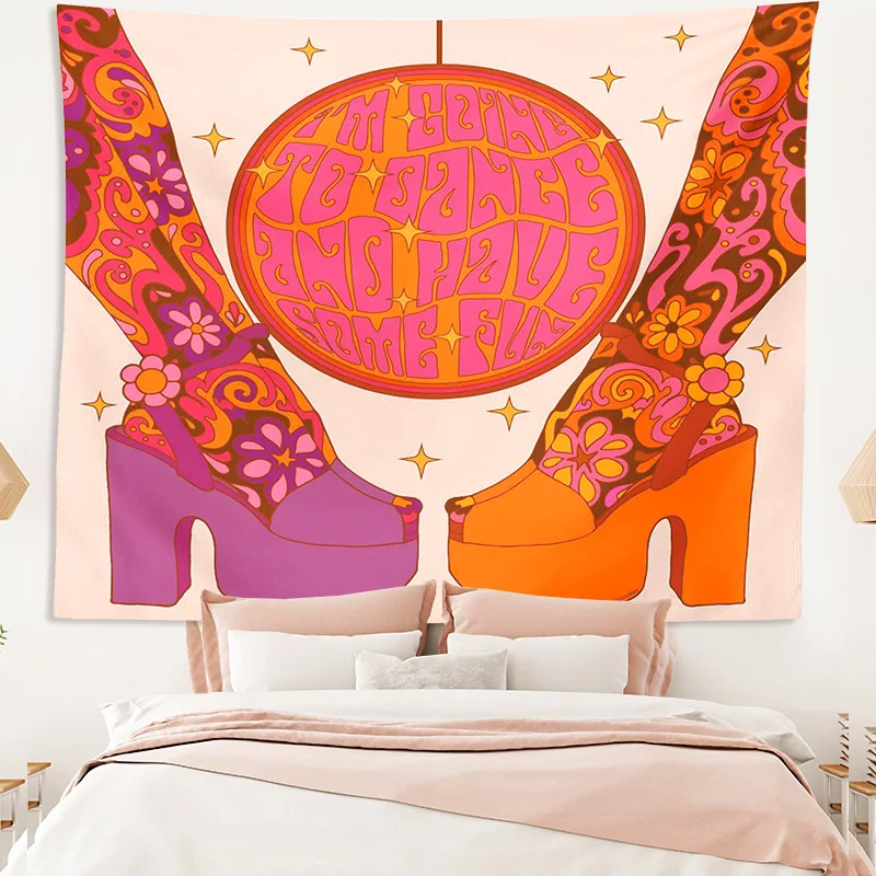Цветной настенный гобелен 80-х ретро бохо декорация домашний декор Магия Таро Психоделические принты.