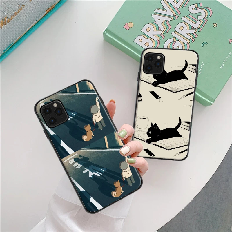 

Cartoon Cat Printing Phone Case For iPhone 12 13 Mini 11 Pro Max X XR XS Max 7 8 6s Plus SE 2020 Silicone Bumper Cover