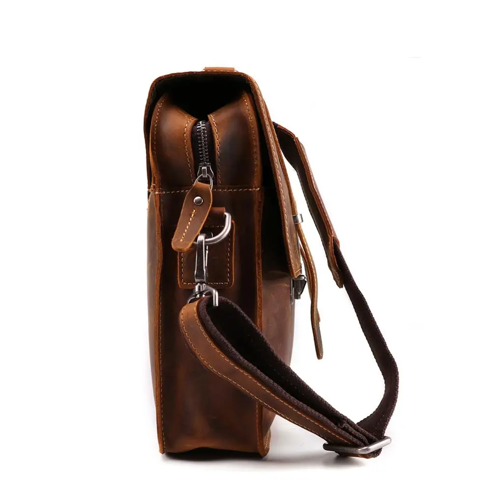 Retro Casual Genuine Leather Briefcases Crazy Horse 14 Inch Laptop Bag Cowhide Handbag Ipad Crossbody for Man |