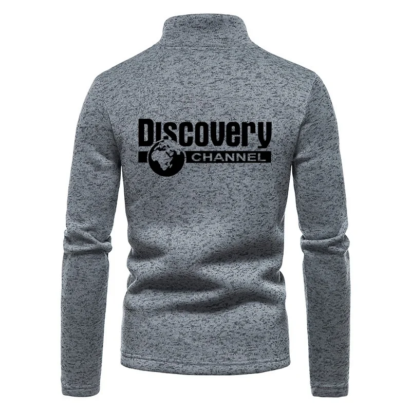 Мужской базовый свитер с воротником хомут на осень и зиму пуловер полумолнией