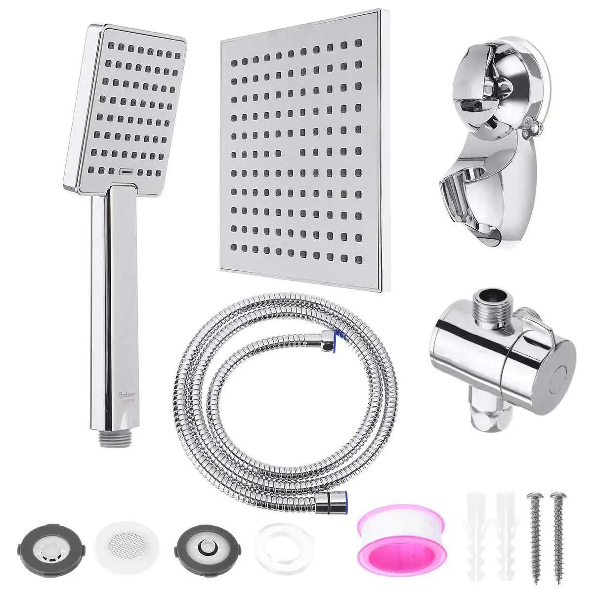

5 IN1 8"Handheld Shower head Water Saving hand shower high pressure ABS showerhead Bathroom Shower Spray Nozzle 3 Spray modes