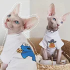 Одежда с кошкой сфинкса, футболка на весну и лето, одежда для кошки, котенка, сфинкса, мультяшная футболка, костюм, одежда сфинкса, дышащая