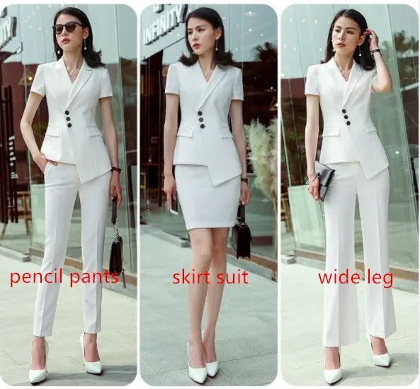 Летние женские черный белый цвет юбка штаны костюмы Формальные с коротким