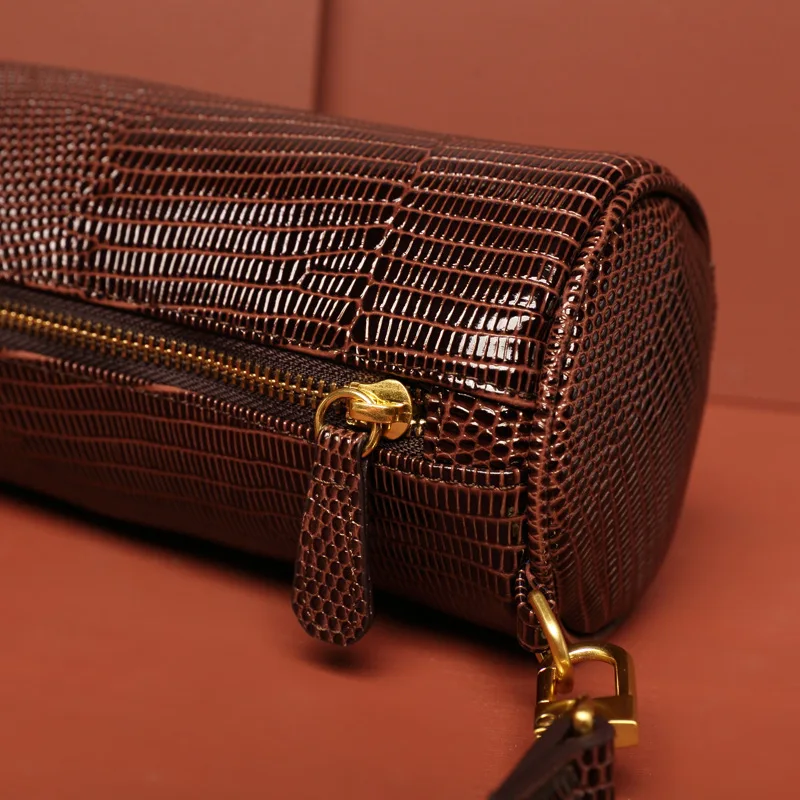 

Luxury Handbags Women Bag Cylindrical Snake Pattern Women's Bags Genuine Leather Small Female Purses and Shoulder Crossbody Bags