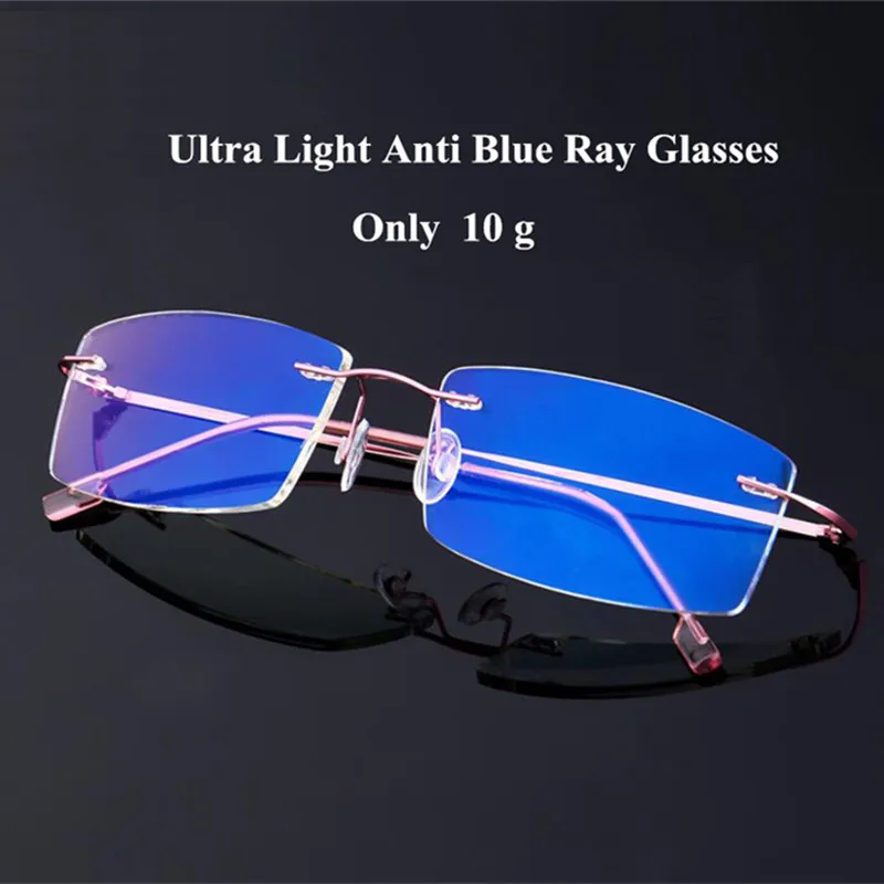 

KEWORS Ultra Light Titanium Alloy Frameless Anti Blue Light Glasses Frame Men's And Women's Goggles Anti Radiation Glasses