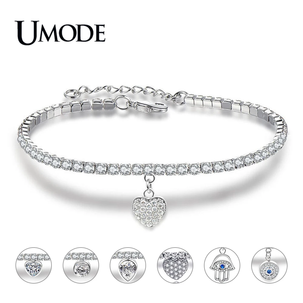 UMODE New Evil Eye Синий CZ Хрустальный Браслет Hamsa для ручного тенниса женщин цепочка в