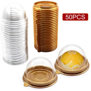 50pcs Cupcake Container Disposable Food Grade Plastic Single Compartment Cupcake For Mini Cakes /desserts /biscuits Cake Boxes