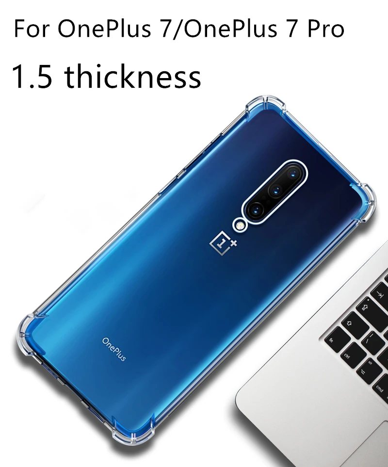 Для oneplus 7 pro чехол анти-осенний Мягкий ТПУ силиконовый чехол для oneplus 1,5 мм толстый прозрачный чехол для oneplus 7 pro
