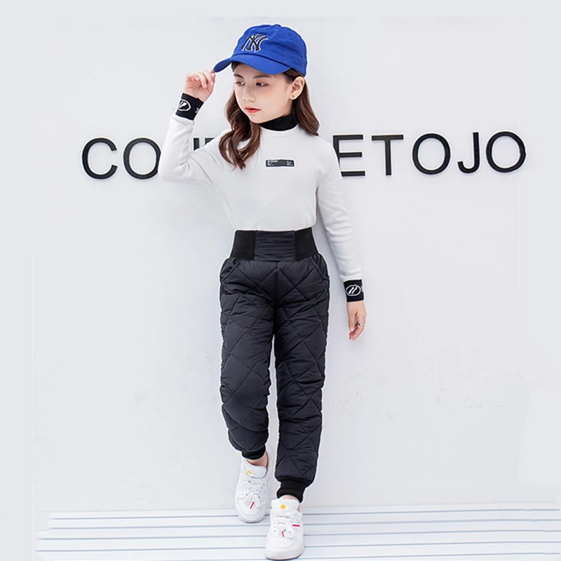 

Детские хлопковые штаны для мальчиков зимние Утепленные длинные брюки водонепроницаемые лыжные штаны для девочек 2021 эластичные детские бр...