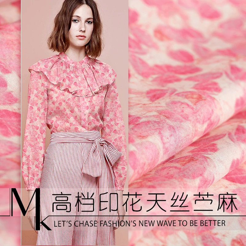 19 летняя Новинка 100% Органическая рмие Роза Цифровая печатная ткань для женщин