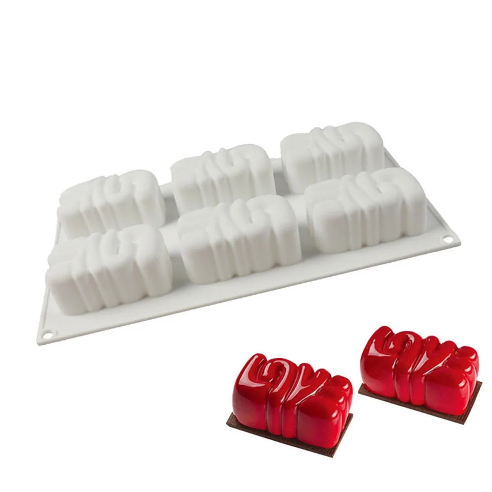 

6 Hole Love Letter Pattern Silicone Cake Mold For Baking Mousse Chocolate Sponge Moulds Pans Valentine's Day Decorating Mould