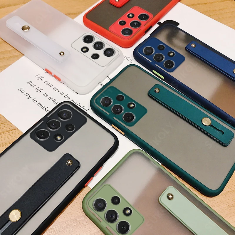 

Clear Acrylic Wrist Strap Case Cover For Samsung A52 A72 A51 A71 A32 A12 5G A21S A31 M51 S21 S20 FE S10 S9 S8 Plus Note 20 Ultra