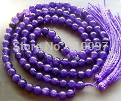 Бесплатная HH #108 Фиолетовый Нефритовый бисер буддийский молитвенный Мала