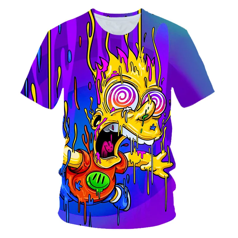 

2021 New Happy Warm Family Classic Funny Anime 3D Effect Printing Fashion Casual Sportswear Men's Women's Children's Short Sleev