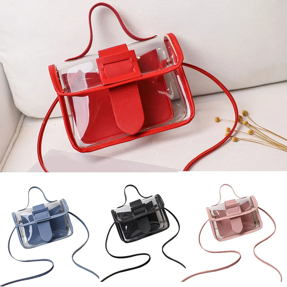 

Clutches Purse PU Leather Women Shoulder Bag Crossbody Messenger Sweet Transparent Handbag Fashion Casual Small Adjustable Strap