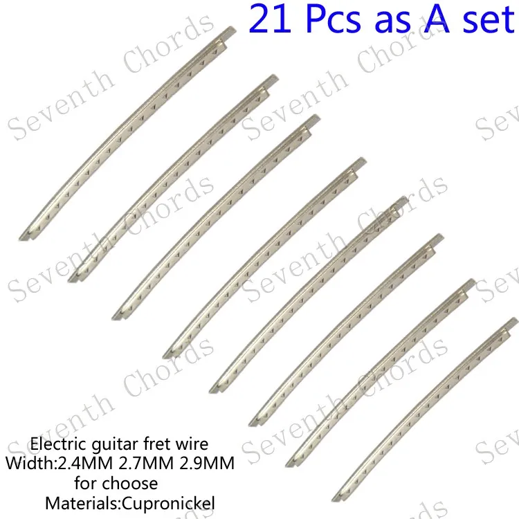 

1 Set 21 Pcs Copper nickel alloy Electric guitar fret wire,Cupronickel Guitar Fingerboard fret wire Width 2.4mm & 2.7mm&2.9mm