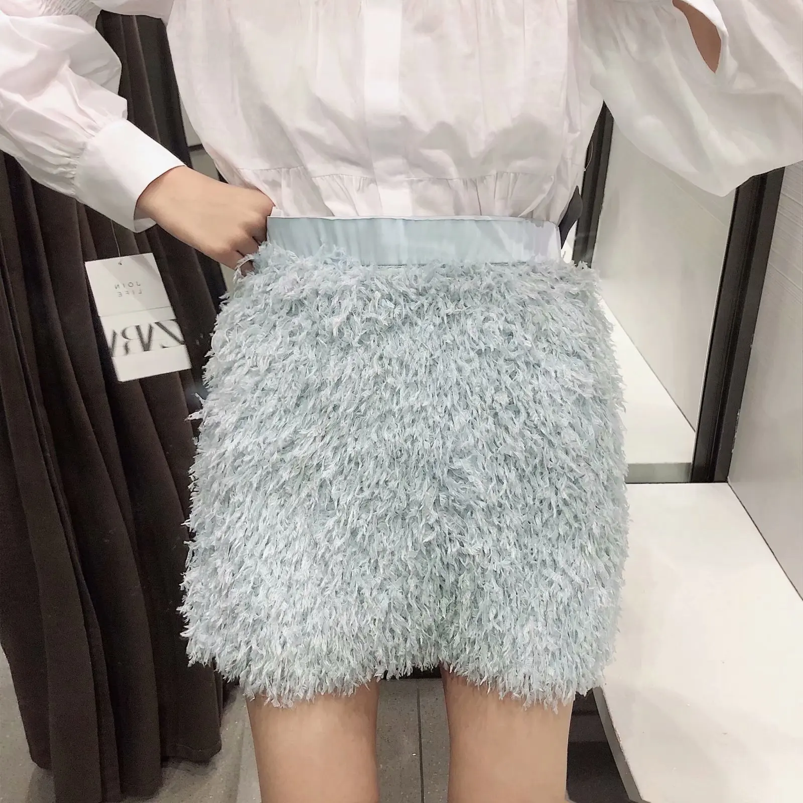 Юбка трикотажная осенне-зимняя синяя | Женская одежда