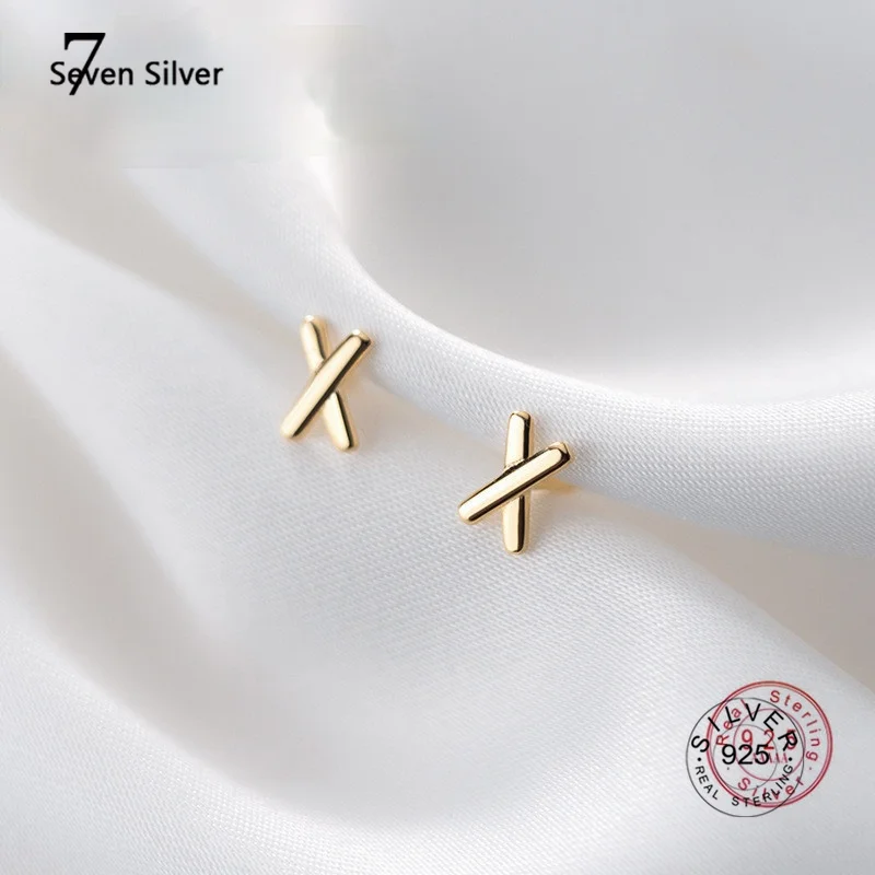 

Натуральная 925 стерлингового серебра минималистский мини для девочек подарок на день рождения в Корейском стиле крест, серьги со шпилькой, ...