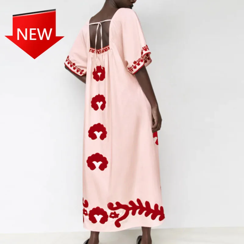 

Ropa De Mujer Summer Women Elegant Pullover Long Dress Fashion A-Line Girls Floral Dress 2021 New Square Collar Casual