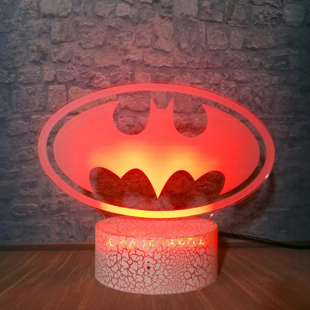 Marvel Мстители Бэтмен логотип 3D иллюзия светодиодный светильник сенсорный ночник