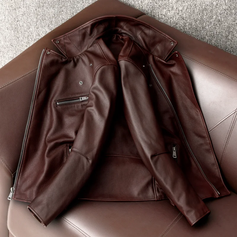 

JCHB 2021 Short Genuine Leather Jacket Men Spring Vintage Cowhide Coat Motorcycle Jackets Plus Size 5xl Chaquetas Hombre Pph412