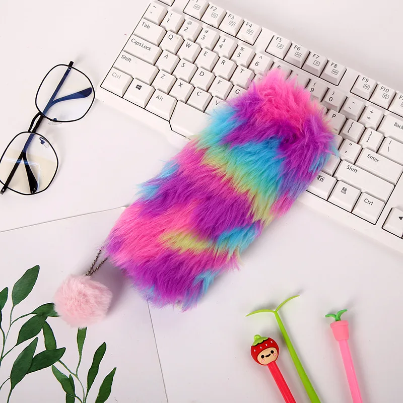 Kawaii Радуга юбка баллон из плюша школьный Карандаш Чехол для девочек милая
