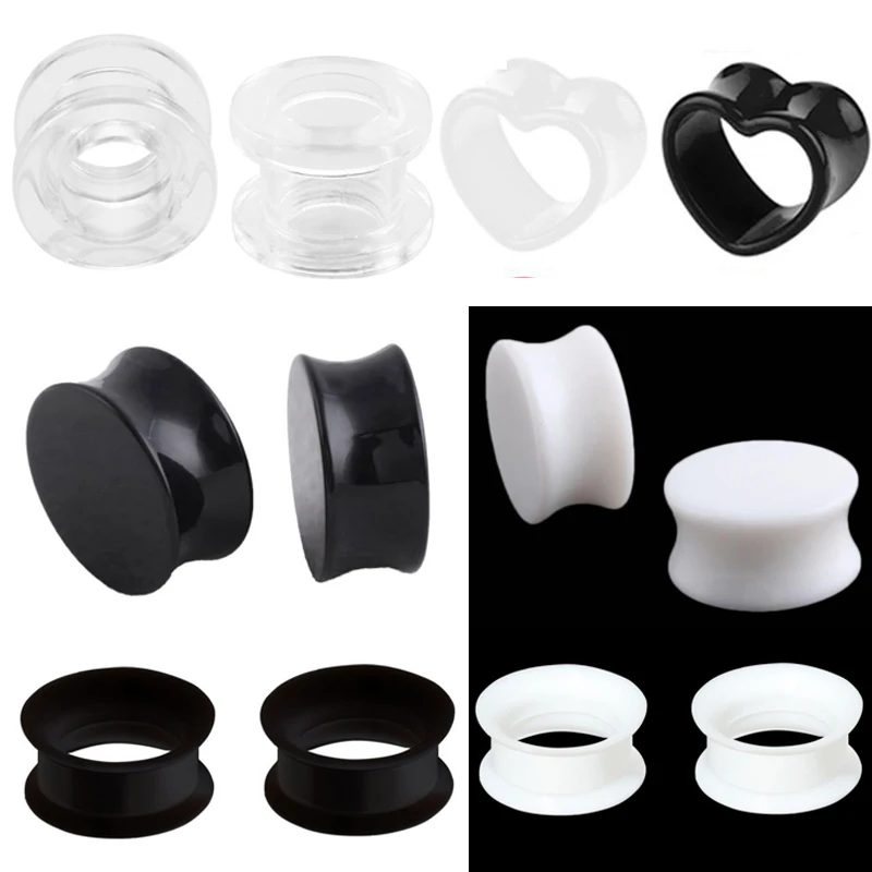 2 шт. белый черный прозрачный акриловый ушной туннель затычки ушные датчики