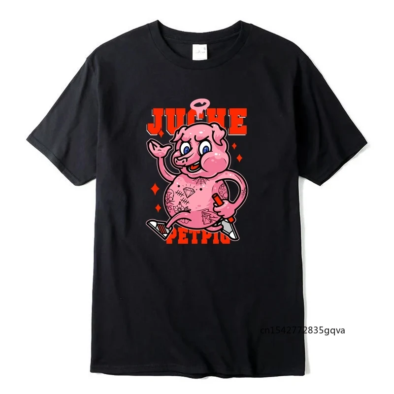 

Unisex New Creative Trend Tshirt Juche Pet Pig Print Short Sleeve Tops & Tees Fashion T-shirts Casual Couple T Shirt