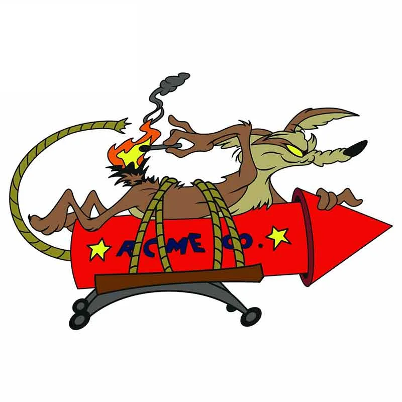 

Colored Personalized Cartoon Car Sticker Coyote Rocket Decal Anime Windshield Auto StickerWaterproof Car-styling KK 13*9cm