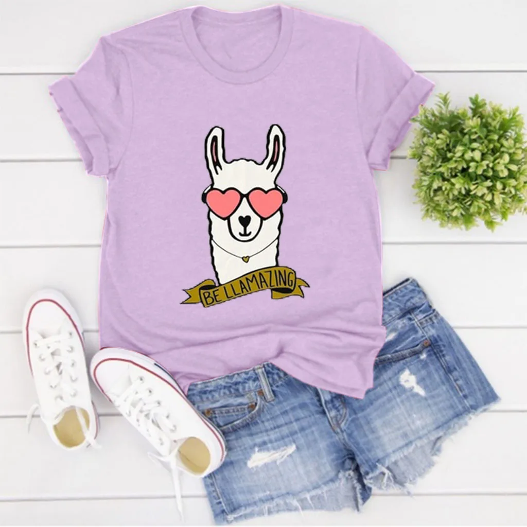 Cartoon Printed T Shirt Women Casual Loose O-neck Short Sleeved T-shirt Tops Clothes Camiseta Mujer Tshirt Haut Femme | Женская одежда