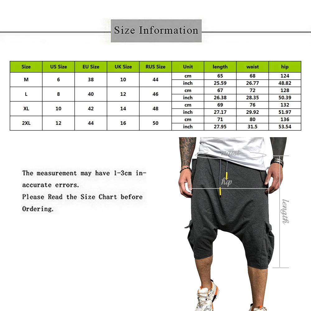 

Puimentiua 2021 Fashion Men Cropped Pants Casual Oversized Solid Pants Loose Comfort Trousers Stylish Streetwear Men Pants