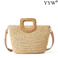 new straw woven bag handmade straw bag woven bag casual portable shopping exquisite basket female bag large capacity beach bag
