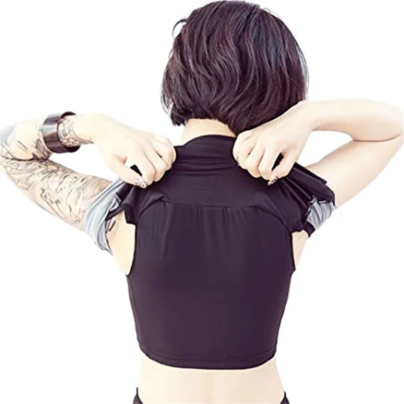 HaleyChan Women Trans Lesbian Tomboy Zip Up Chest Binder Quick-Drying Swimwear Swimsuit Corset Vest Tank Top+Swimming Pants