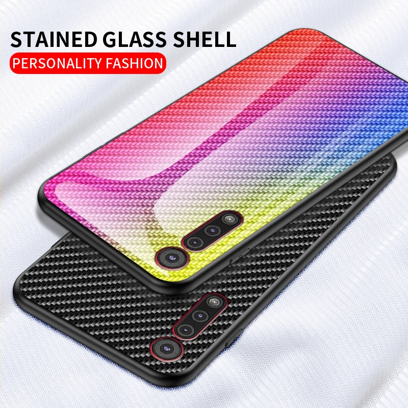 Роскошный чехол из закаленного стекла углеродного волокна для Motorola Moto One Macro Aurora