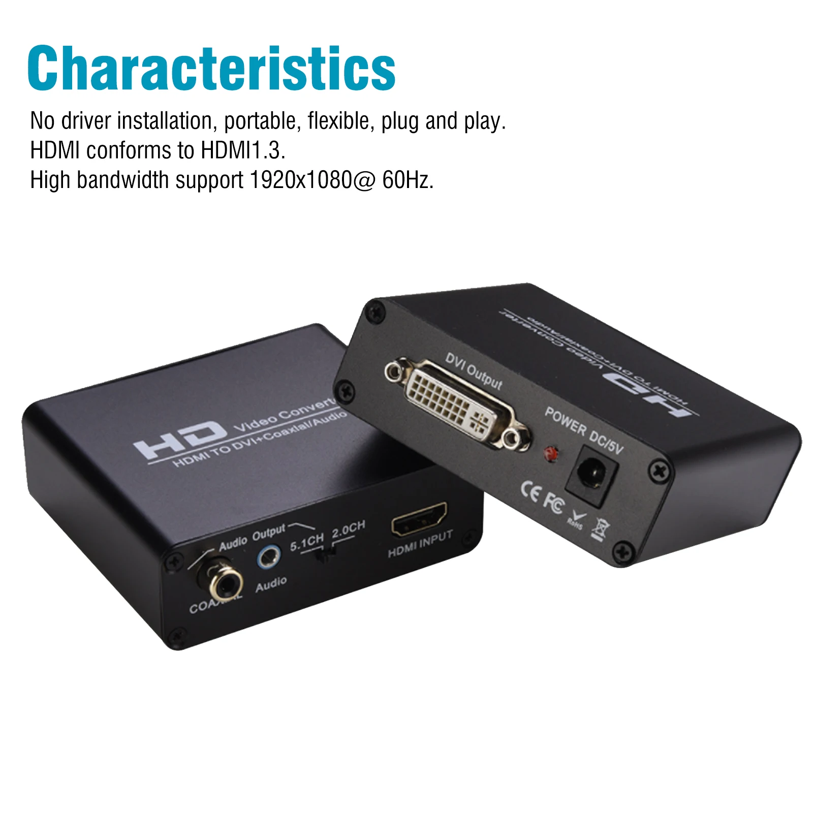 Преобразователь Аудио HDMI-DVI + с коаксиальным аудиовыходом 3 5 для Blu-Ray DVD