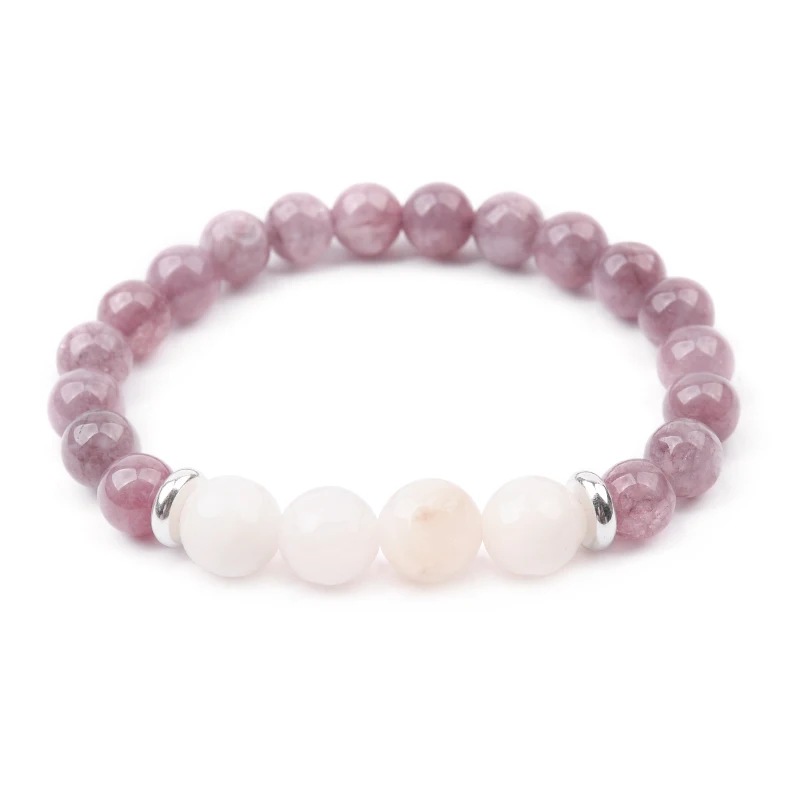 3-Purple Quartz BOJIU 8 мм браслет из натурального камня женский модный белый светильник Howlite фиолетовый кварцевый Круглый бисер ювелирный женский браслет BC274 - Окраска металла: 3-Purple Quartz