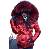 winter womens down coat warm cotton parka fur hooded quilted jacket outwear