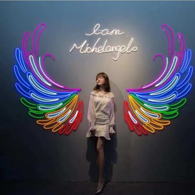 Светодиодный неоновый светильник на заказ гибкий с крыльями ручной работы