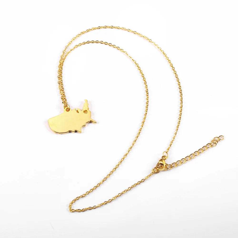 Legenstar США Карта страны цепи кулон ожерелье для женщин мужчин Шарм серебро золото