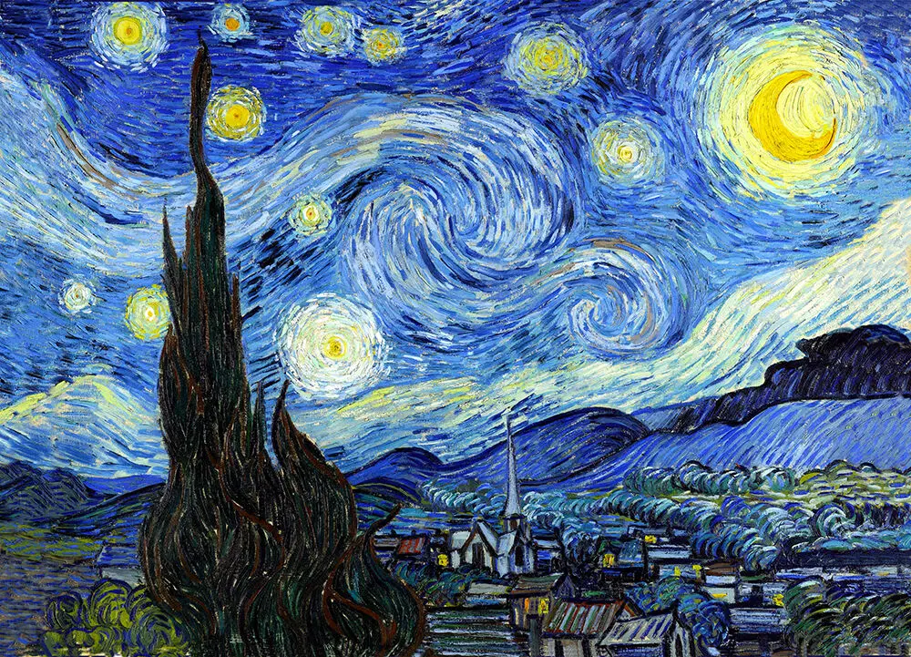 

Vincent Van Gogh Starry Night giclee of painting silk art Prints Wall Art For Living Room Bedroom Decor