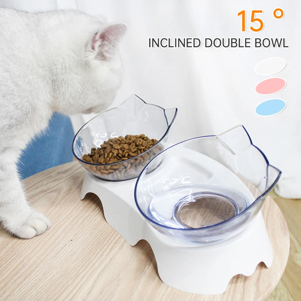 

Transparent Non Slip Elevated Cat Bowls Dog Bowl Protection Cervical Pet Feeder Water Bowl Cats Dogs Feeding Bowls Pet Supplies