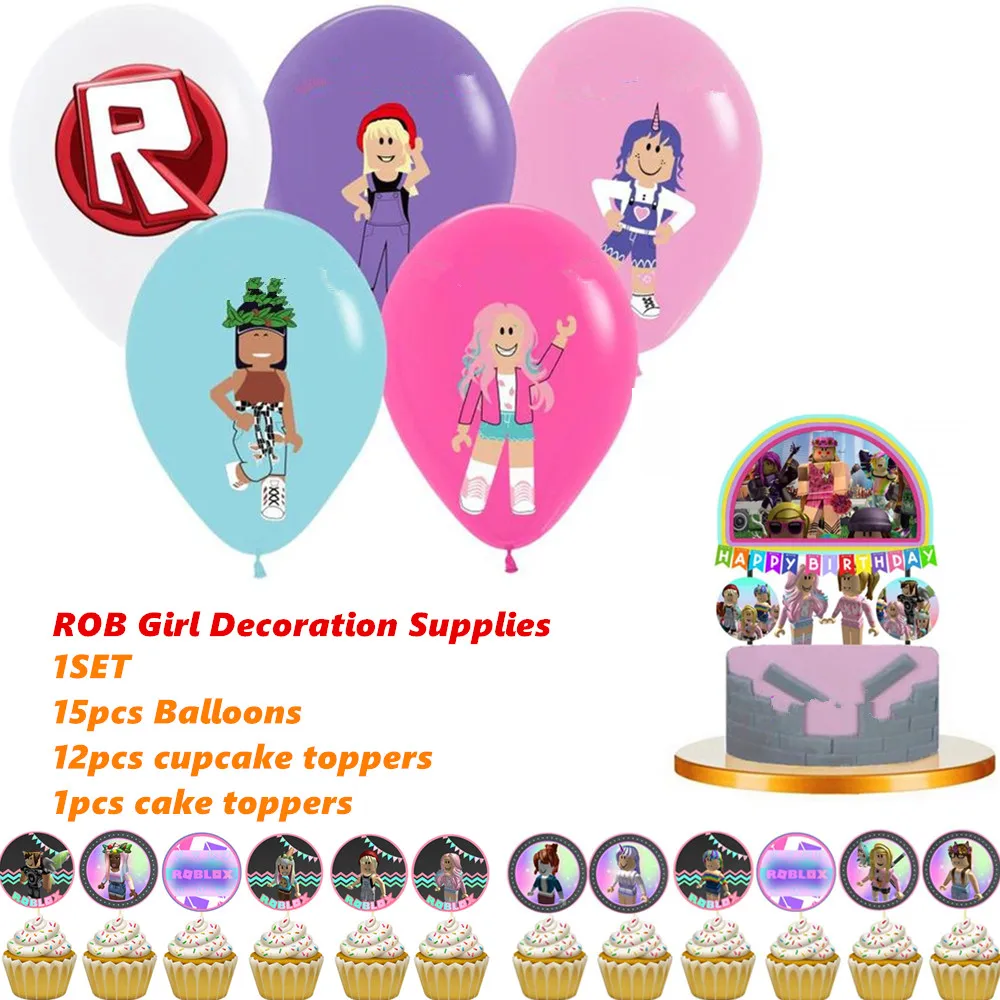 

Game Latex Balloons 12inch Pixel Rob Ballons Happy Birthday cupcake topper Party Decoration Kids Game Theme Toy Boys Favor